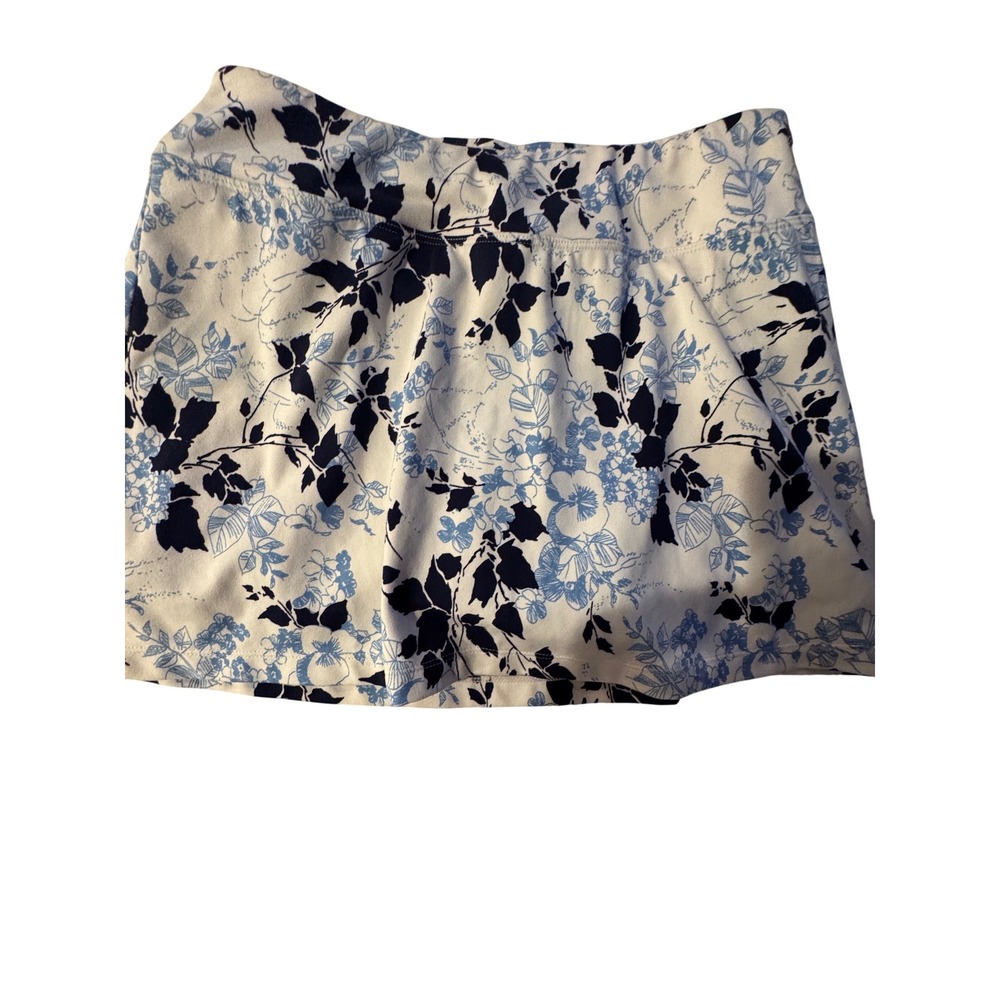 Title Nine Womens Floral‎ Athletic Skort Blue White Tennis Golf Skirt Size S